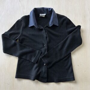 Vintage Philly California Cardigan Sweater Womens XL Black Collared Button USA